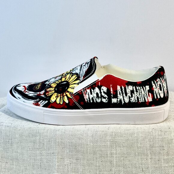 Midnight Monster Horror Slip-On Sneakers – Sunflower Eyes & Blood Splatter Art - Picture 12 of 16